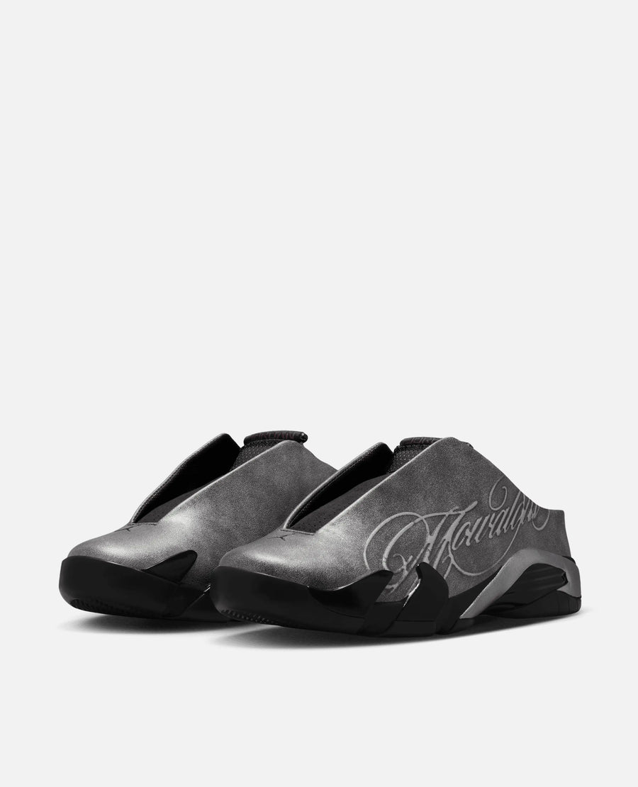 Nike Air Jordan 14 Retro Mule "Mowalola" (Black/metallic Silver-burnt red) Nike