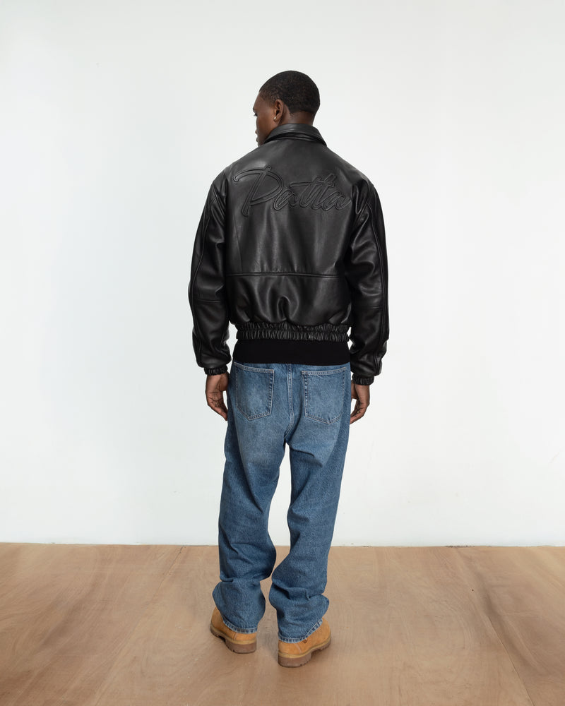 Patta Leather Bomber Jacket (Black)