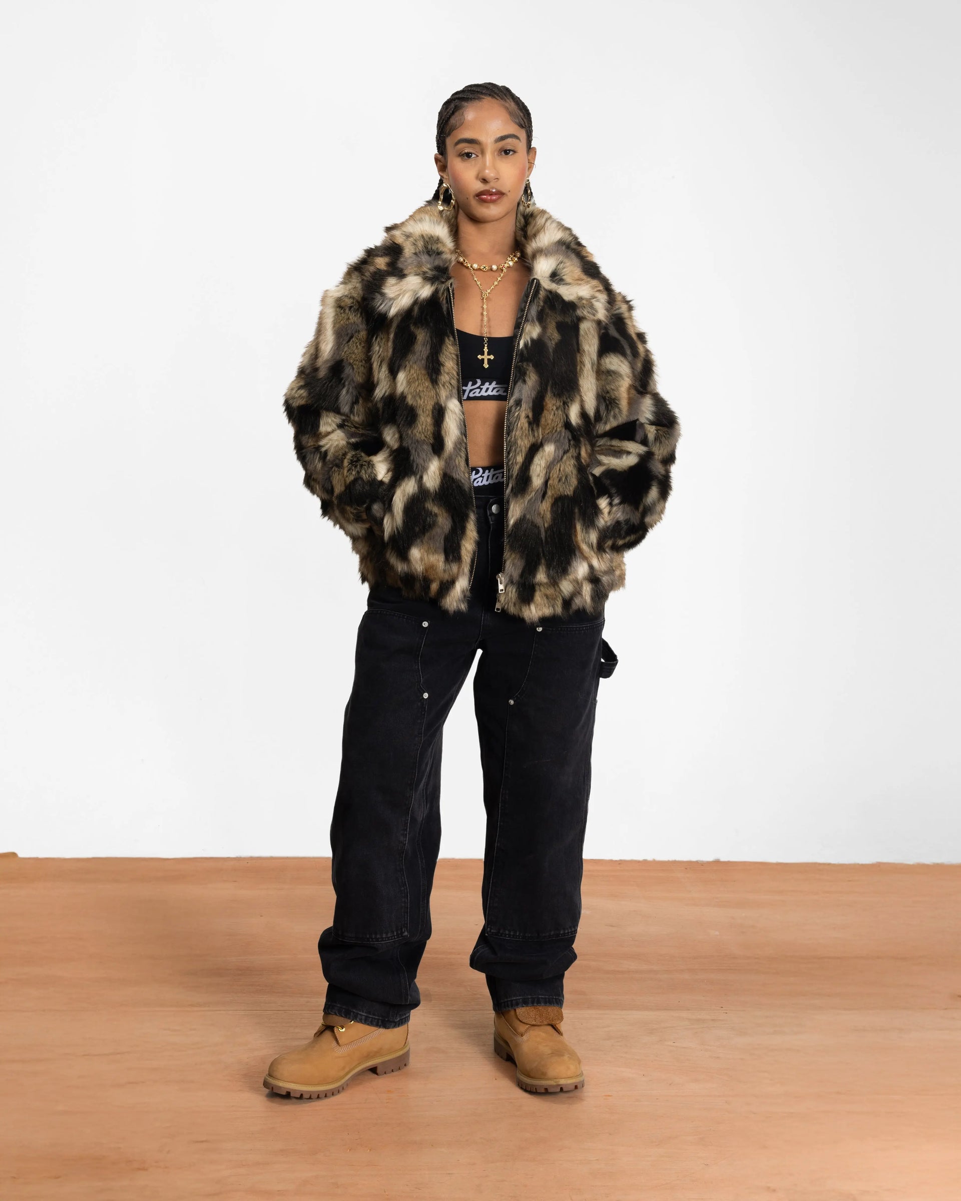 Patta Faux Fur Patchwork Jacket (Multi) Patta