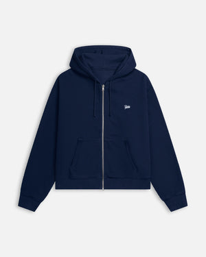 Patta Waffle Reversible Zip Up Hooded Sweater (Black Iris) Patta