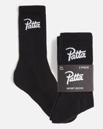 Patta Script Logo Sport Socks (2-Pack) (Black)