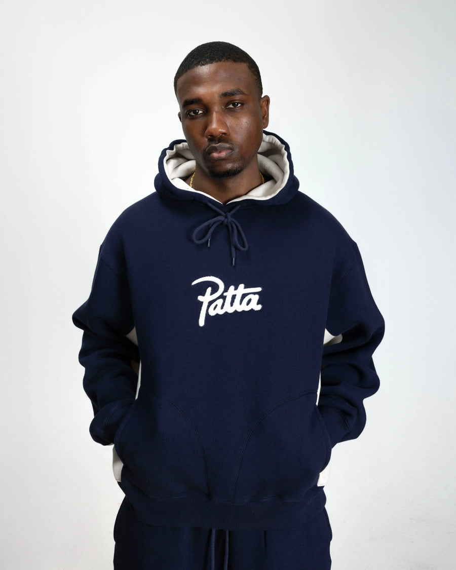 Patta Chenille Logo Hooded Sweater (Black Iris) Patta