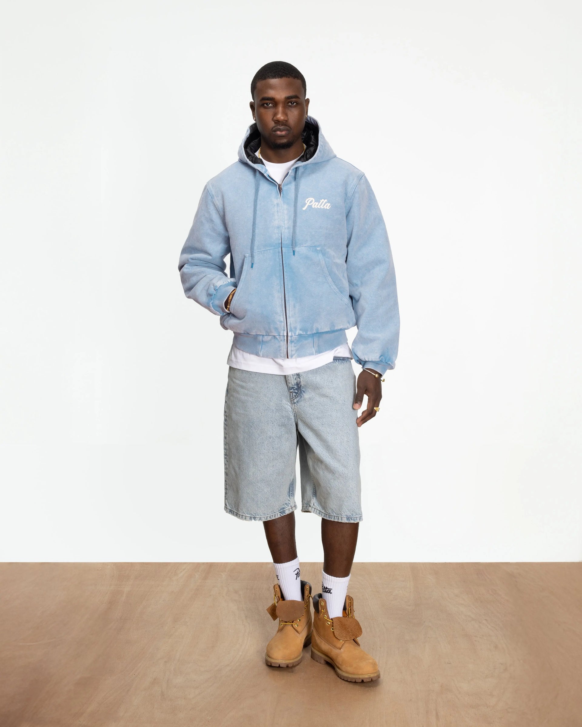 Patta Peace Canvas Hooded Jacket (Light Blue Denim) Patta