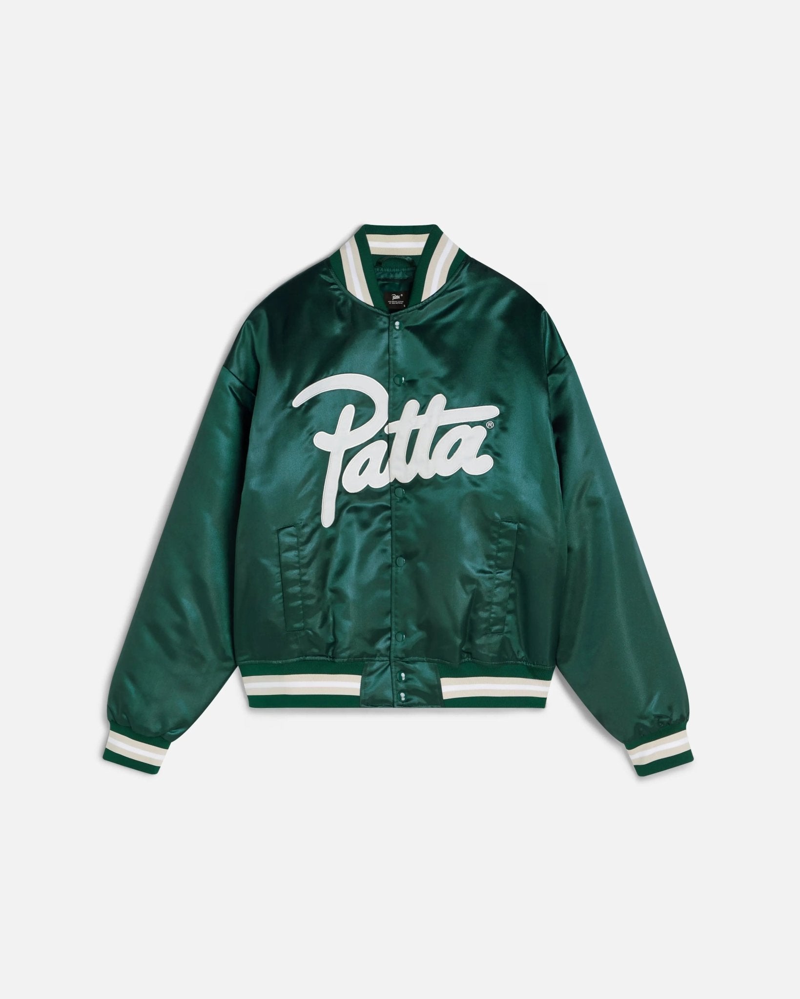 Patta Script Logo Satin Varsity Jacket (Bistro Green) - Patta