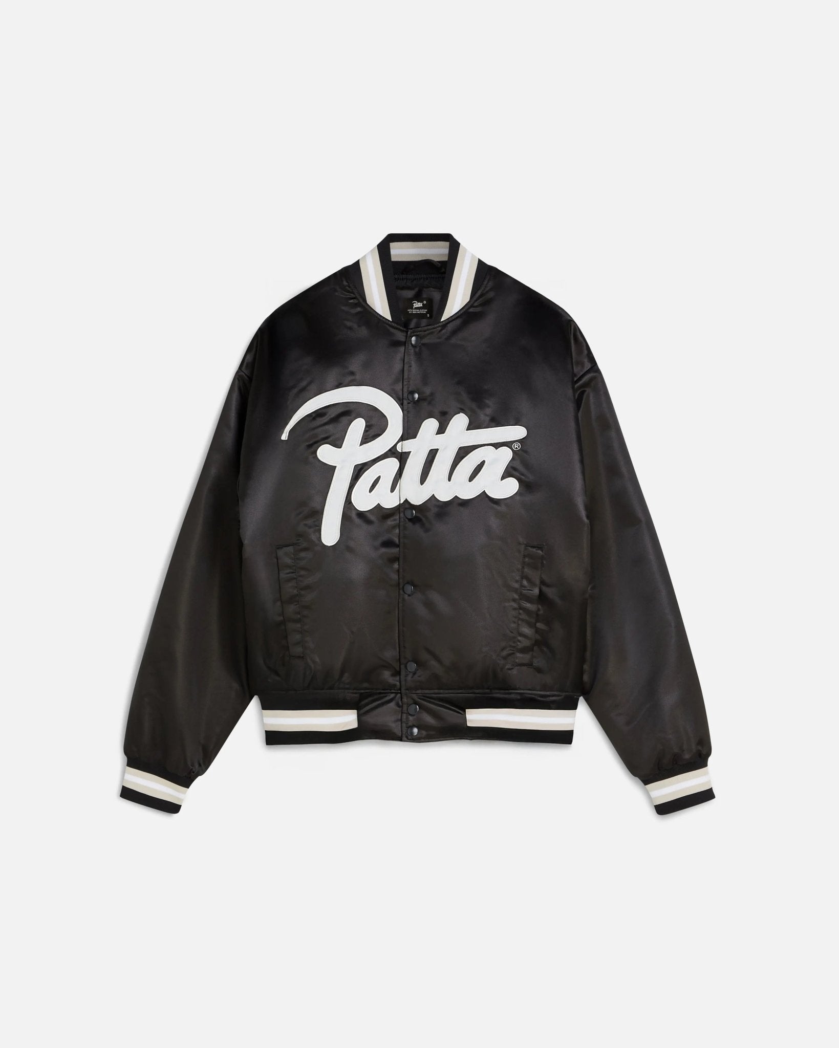 Patta Script Logo Satin Varsity Jacket (Black) - Patta