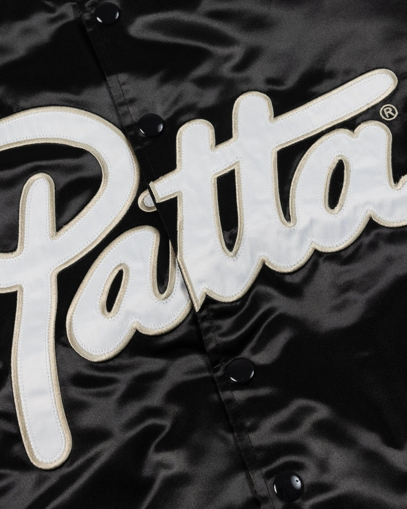 Patta Script Logo Satin Varsity Jacket (Black) - Patta